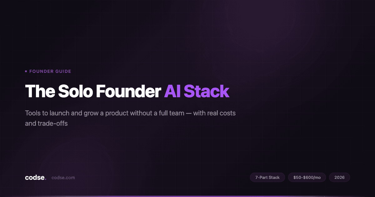 A solo founder building an app at a desk at night with a laptop, product notes, and a focused development setup, symbolizing AI-assisted startup execution.